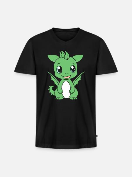Bébé dragon - T-shirt encolure en V Premium bio Homme - noir