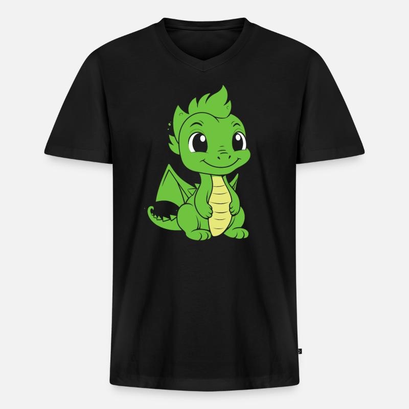 Baby-Drache - Männer Premium Bio T-Shirt mit V-Ausschnitt - Schwarz