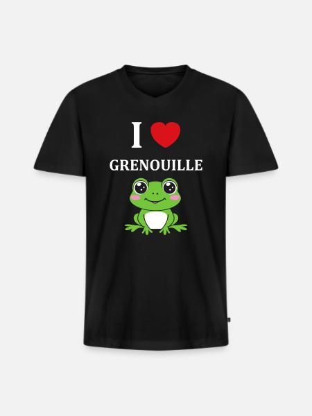 Petite grenouille - T-shirt encolure en V Premium bio Homme - noir