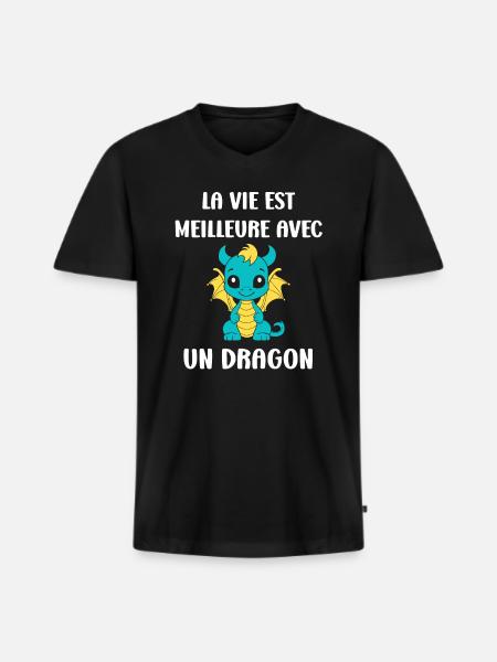 Bébé dragon - T-shirt encolure en V Premium bio Homme - noir