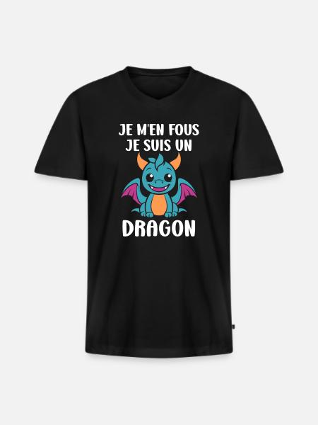 Bébé dragon - T-shirt encolure en V Premium bio Homme - noir