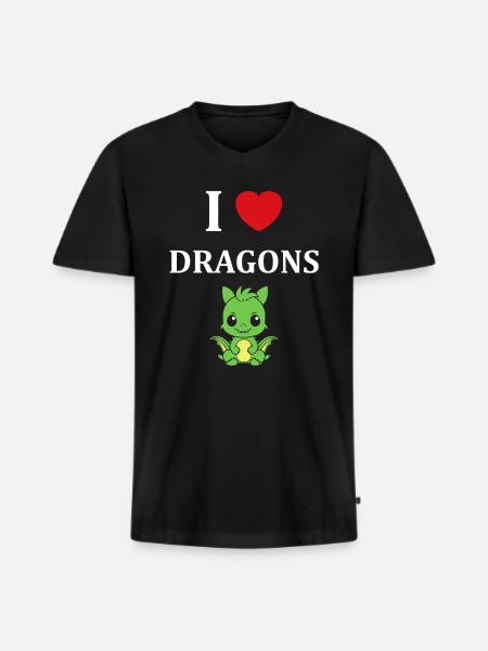 Bébé dragon - T-shirt encolure en V Premium bio Homme - noir