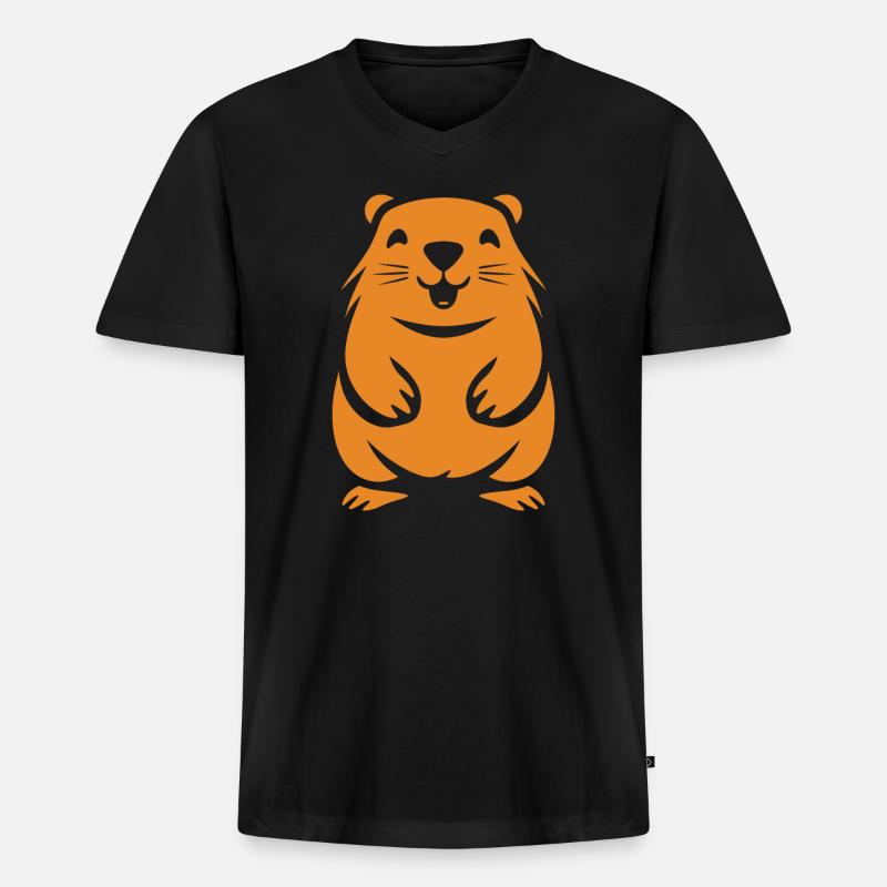 Einfaches Murmeltier - Männer Premium Bio T-Shirt mit V-Ausschnitt - Schwarz