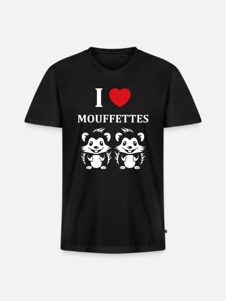 Humour Mouffette - T-shirt encolure en V Premium bio Homme - noir