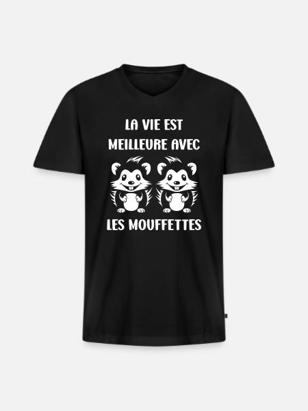 Humour Mouffette - T-shirt encolure en V Premium bio Homme - noir