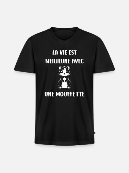 Humour Mouffette - T-shirt encolure en V Premium bio Homme - noir