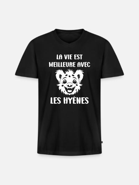 hyène - T-shirt encolure en V Premium bio Homme - noir
