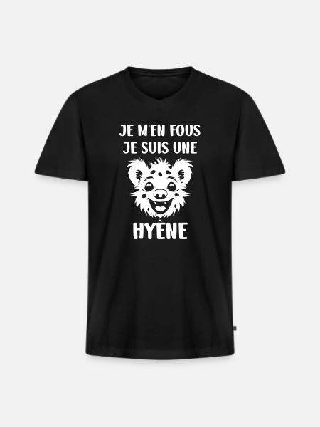 hyène - T-shirt encolure en V Premium bio Homme - noir