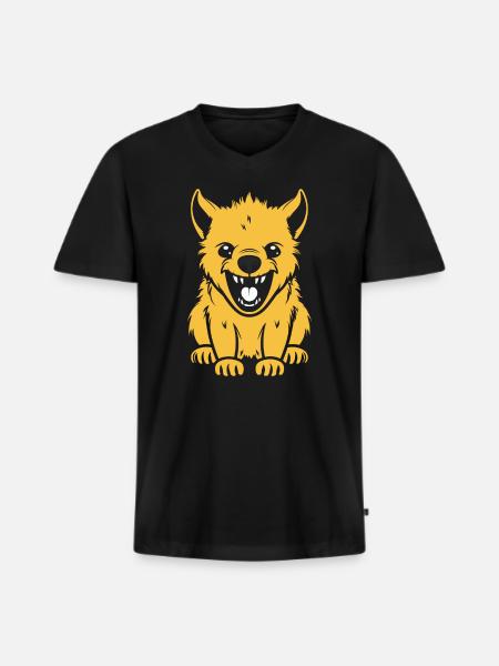 Hyäne - Männer Premium Bio T-Shirt mit V-Ausschnitt - Schwarz