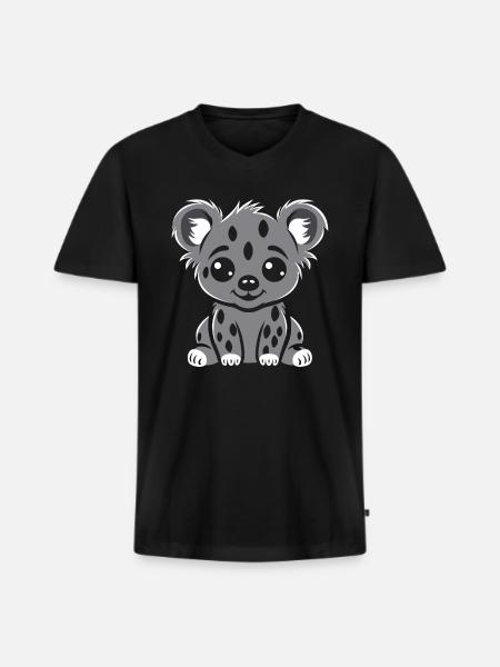 Hyäne - Männer Premium Bio T-Shirt mit V-Ausschnitt - Schwarz