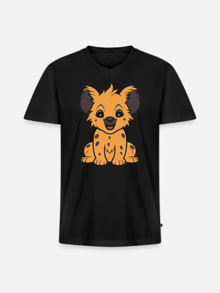 Hyäne - Männer Premium Bio T-Shirt mit V-Ausschnitt - Schwarz