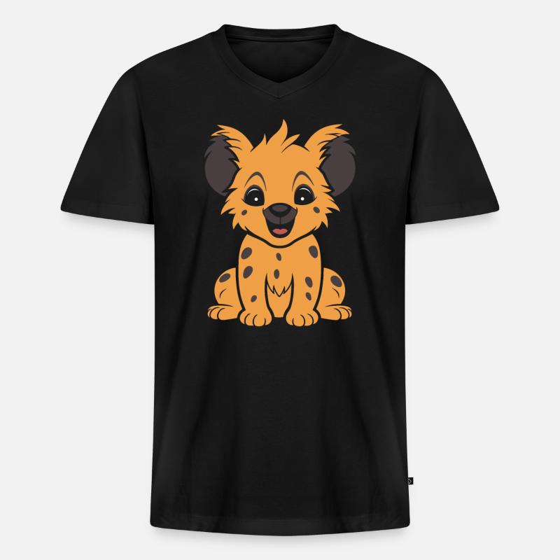 Hyäne - Männer Premium Bio T-Shirt mit V-Ausschnitt - Schwarz