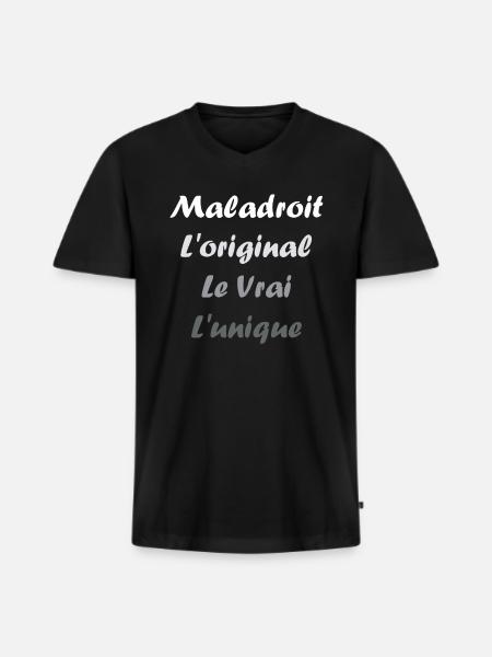 maladroit - T-shirt encolure en V Premium bio Homme - noir