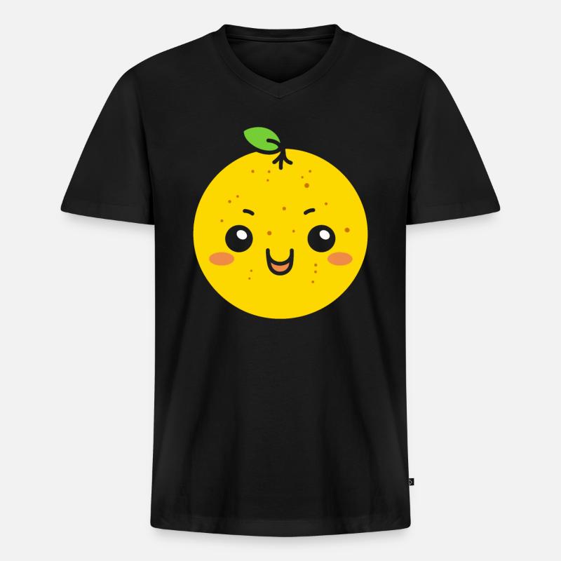 Zitrone - Männer Premium Bio T-Shirt mit V-Ausschnitt - Schwarz