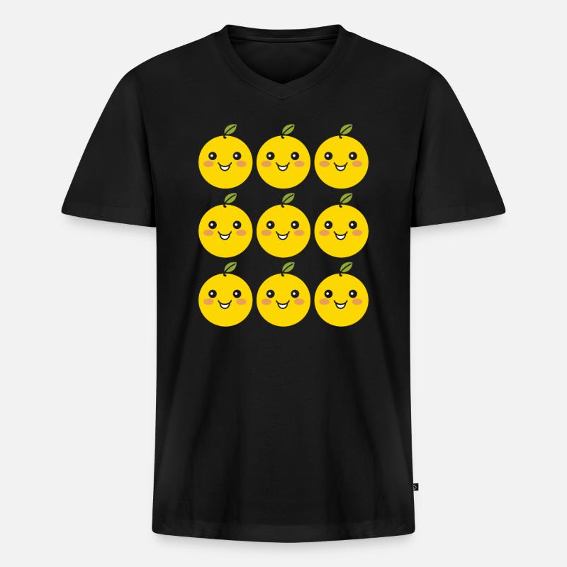 Zitronen - Männer Premium Bio T-Shirt mit V-Ausschnitt - Schwarz