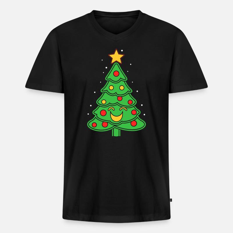 Kleiner Weihnachtsbaum - Männer Premium Bio T-Shirt mit V-Ausschnitt - Schwarz