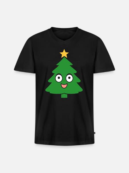 Small Christmas Tree - Men's Premium Organic T-shirt with V-neck - black