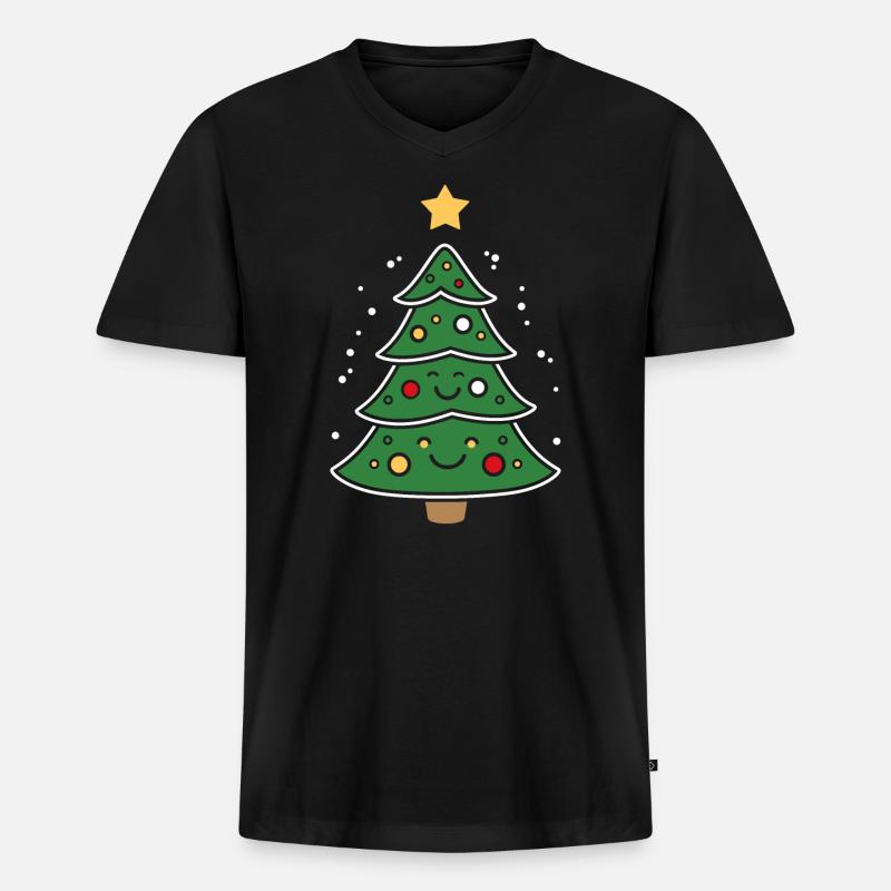 Kleiner Weihnachtsbaum - Männer Premium Bio T-Shirt mit V-Ausschnitt - Schwarz