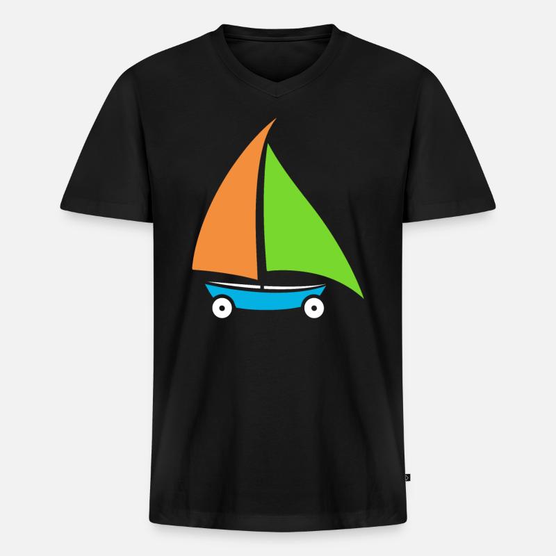 Strandsegeln - Männer Premium Bio T-Shirt mit V-Ausschnitt - Schwarz