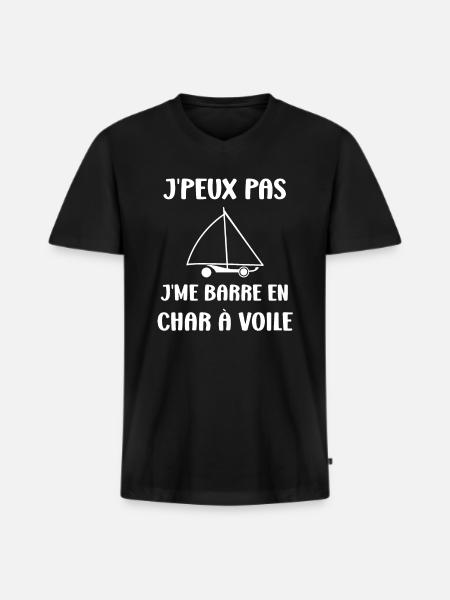 Humour Char à voile - T-shirt encolure en V Premium bio Homme - noir