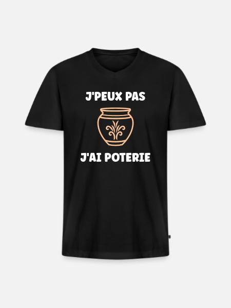 Poterie - T-shirt encolure en V Premium bio Homme - noir