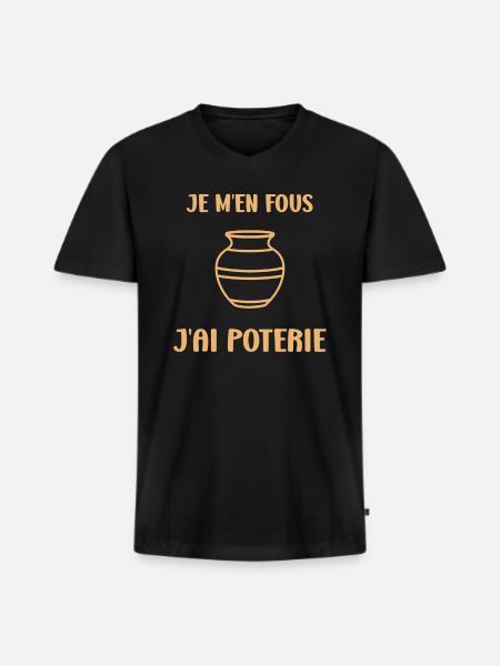 Poterie - T-shirt encolure en V Premium bio Homme - noir