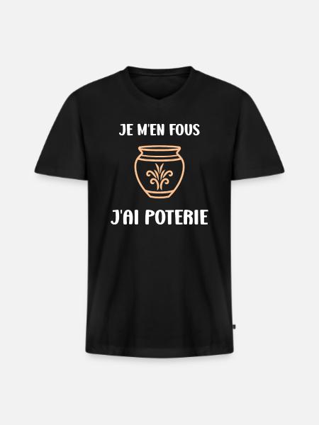 Poterie - T-shirt encolure en V Premium bio Homme - noir