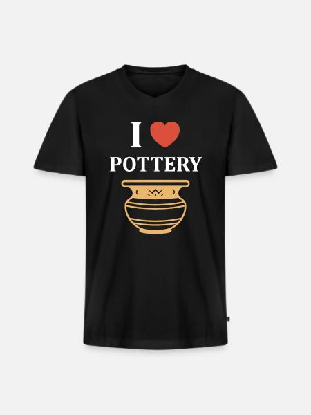 Poterie - T-shirt encolure en V Premium bio Homme - noir