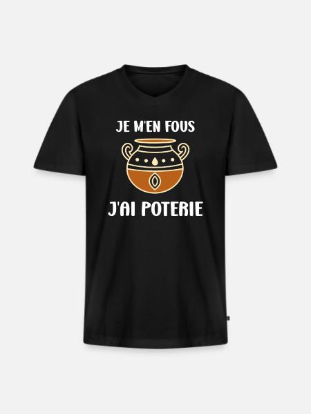 Poterie - T-shirt encolure en V Premium bio Homme - noir