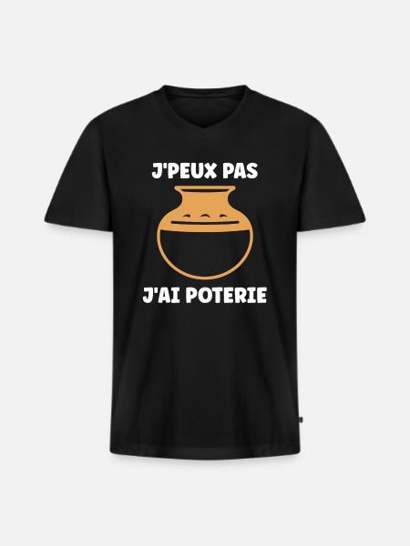 Poterie - T-shirt encolure en V Premium bio Homme - noir