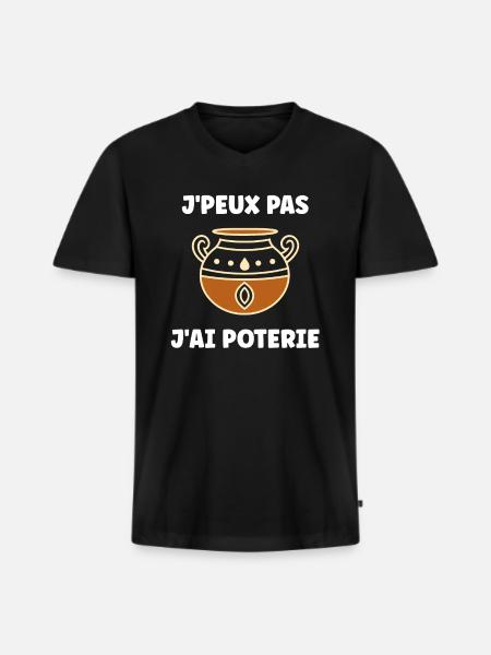 Poterie - T-shirt encolure en V Premium bio Homme - noir
