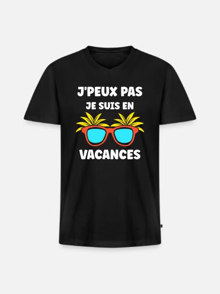 Je suis en vacances - T-shirt encolure en V Premium bio Homme - noir