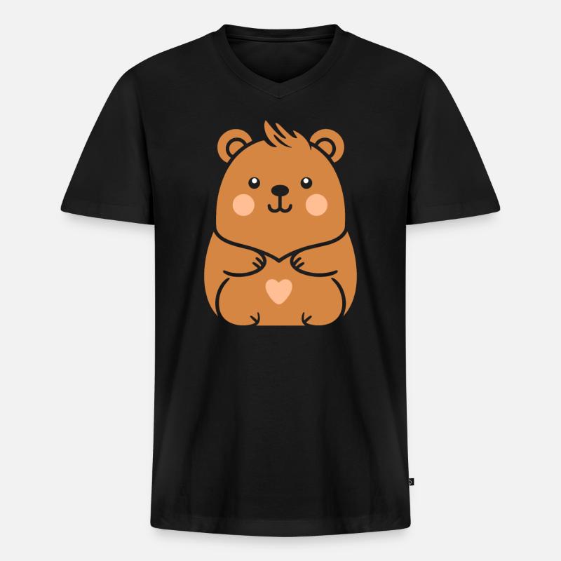 Capybara - Männer Premium Bio T-Shirt mit V-Ausschnitt - Schwarz