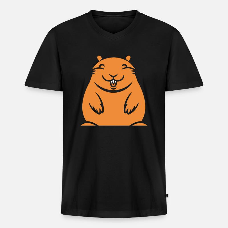 Capybara - Männer Premium Bio T-Shirt mit V-Ausschnitt - Schwarz