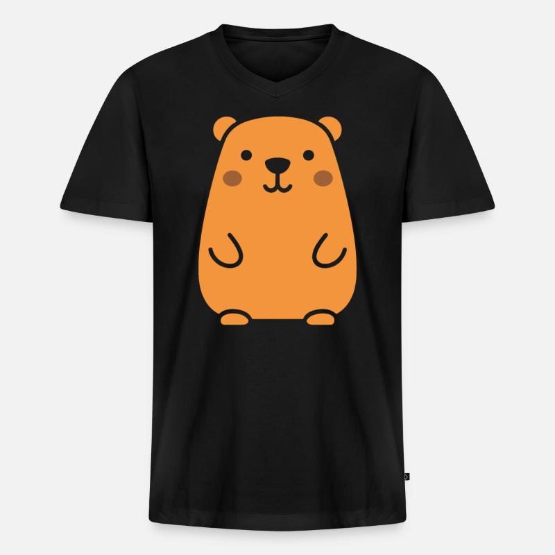 Capybara - Männer Premium Bio T-Shirt mit V-Ausschnitt - Schwarz