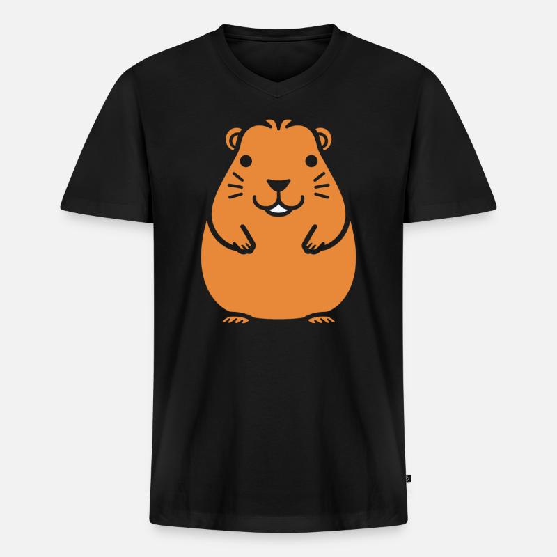 Capybara - Männer Premium Bio T-Shirt mit V-Ausschnitt - Schwarz