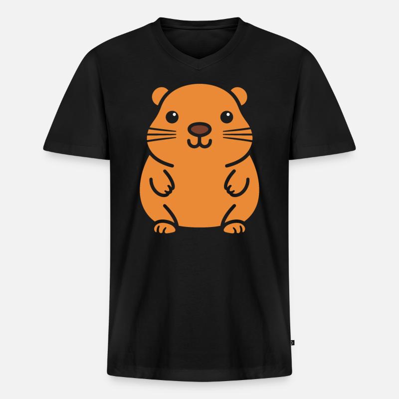 Capybara - Männer Premium Bio T-Shirt mit V-Ausschnitt - Schwarz