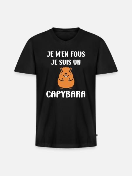 Humour Capybara - T-shirt encolure en V Premium bio Homme - noir