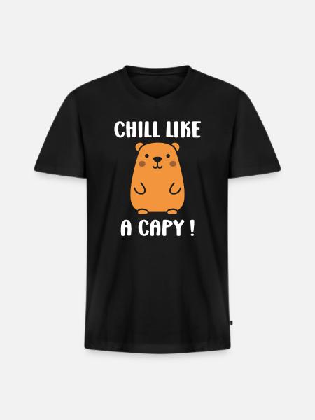 Humour Capybara - T-shirt encolure en V Premium bio Homme - noir