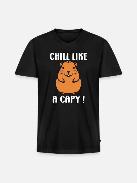 Humour Capybara - T-shirt encolure en V Premium bio Homme - noir