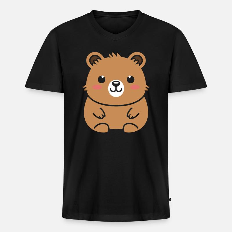 Quokka - Männer Premium Bio T-Shirt mit V-Ausschnitt - Schwarz