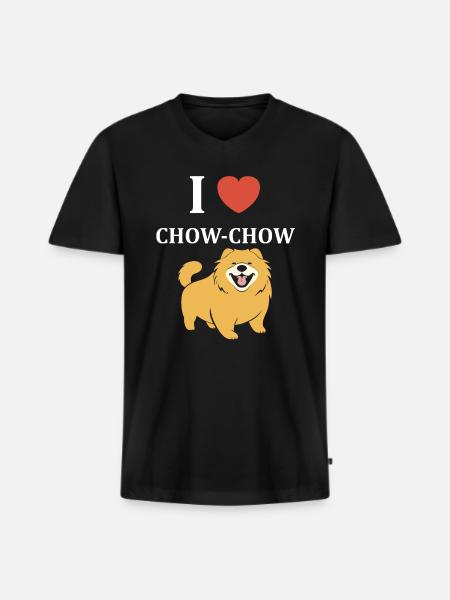 Chien chow chow - T-shirt encolure en V Premium bio Homme - noir