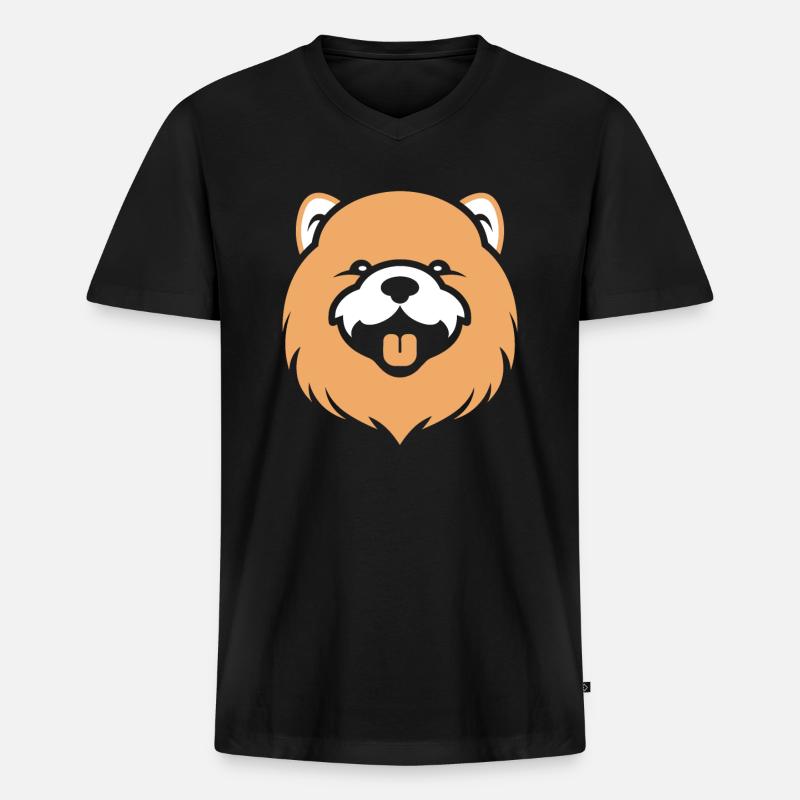 Chow Chow Hund - Männer Premium Bio T-Shirt mit V-Ausschnitt - Schwarz