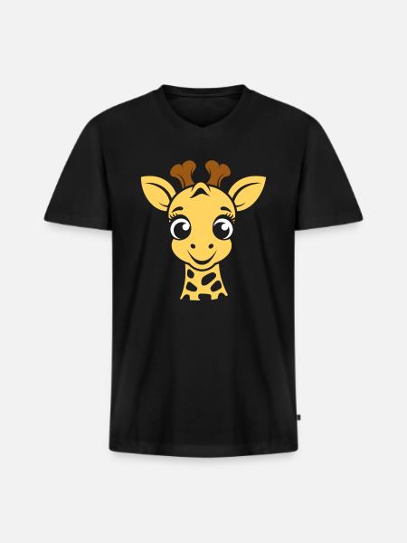 Giraffe's Head - Men's Premium Organic T-shirt with V-neck - black