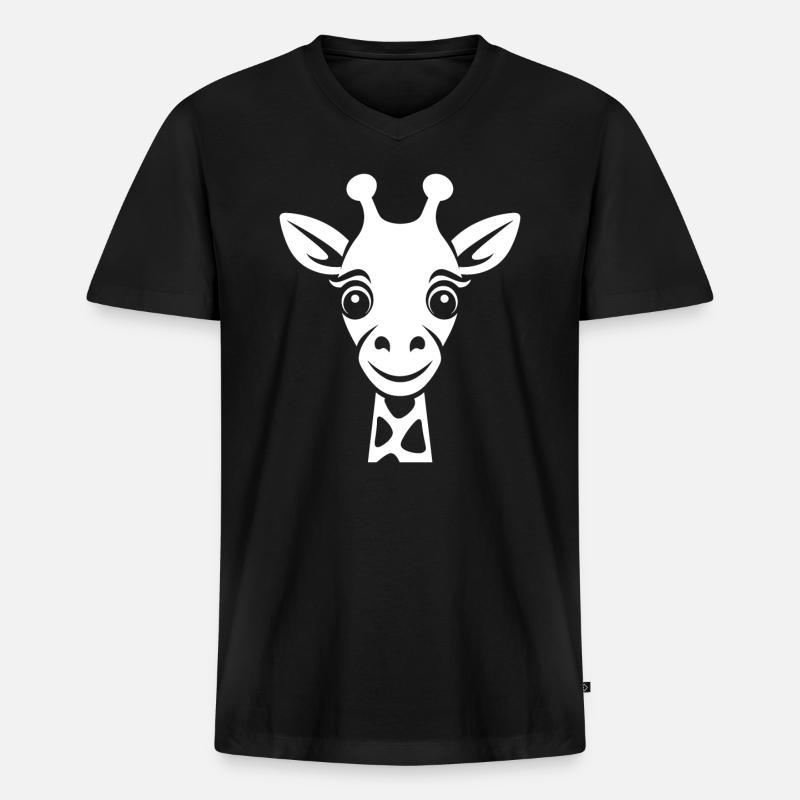 Kopf der Giraffe - Männer Premium Bio T-Shirt mit V-Ausschnitt - Schwarz