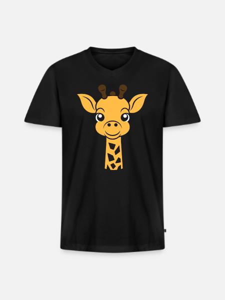 Giraffe's Head - Men's Premium Organic T-shirt with V-neck - black