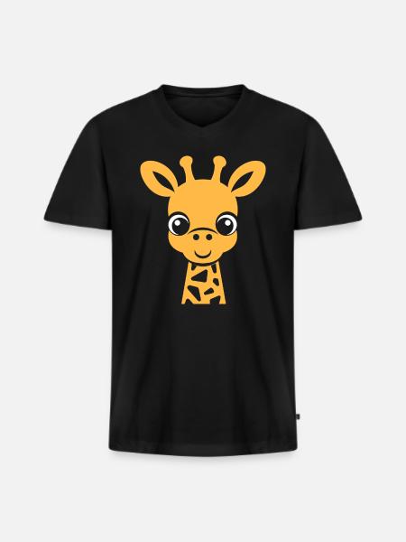 Giraffe's Head - Men's Premium Organic T-shirt with V-neck - black