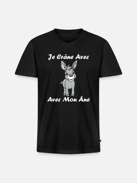 Humour petit âne - T-shirt encolure en V Premium bio Homme - noir