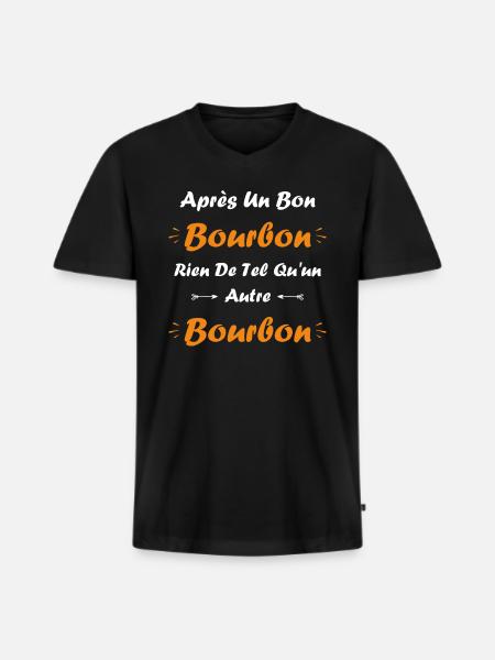Bourbon - T-shirt encolure en V Premium bio Homme - noir