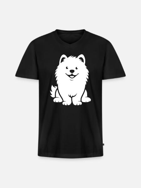 Chien Samoyède - T-shirt encolure en V Premium bio Homme - noir